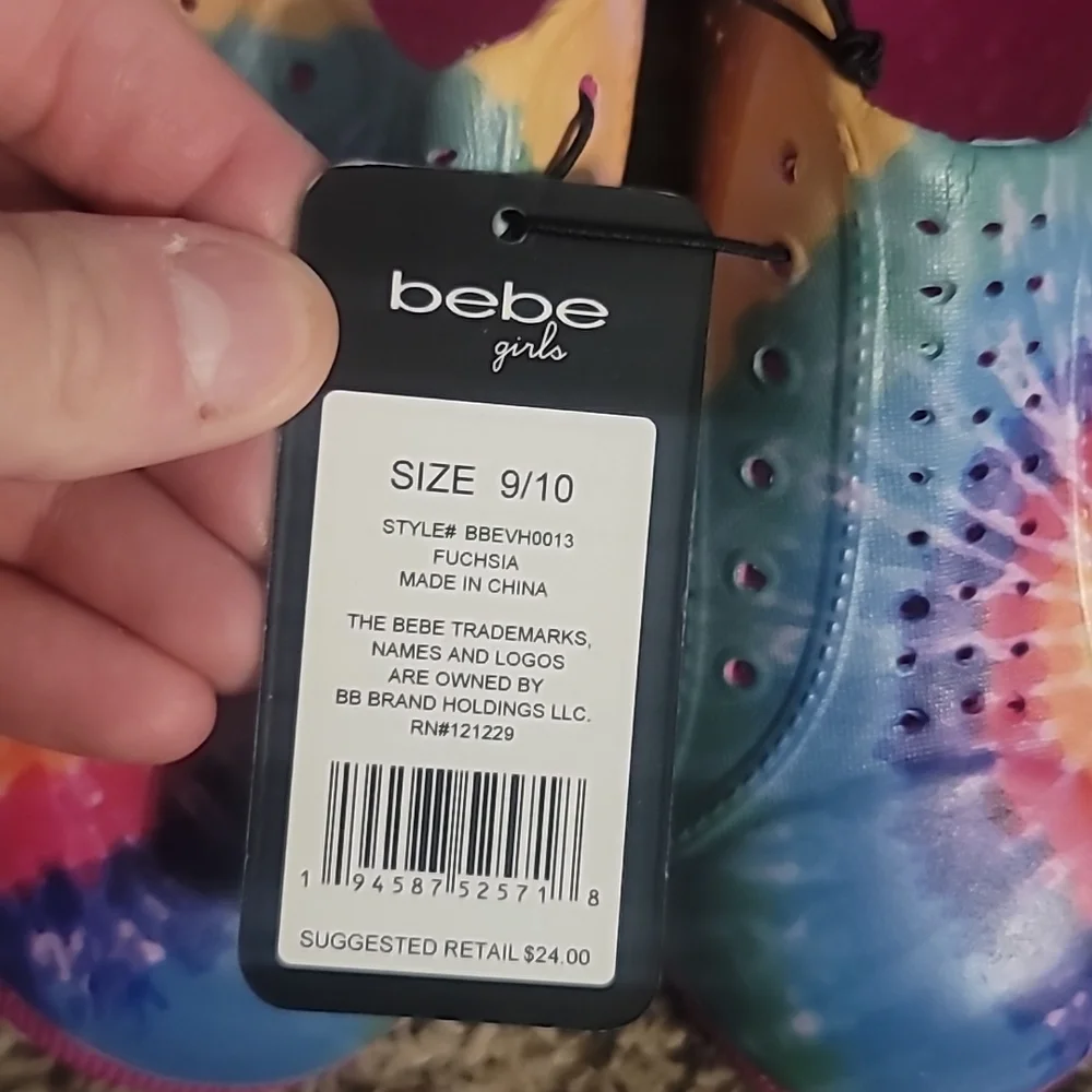BEBE GIRLS TODDLER FUSCHIA & BLUE TIE DYE WATER SHOES: NWT: SZ 9/10